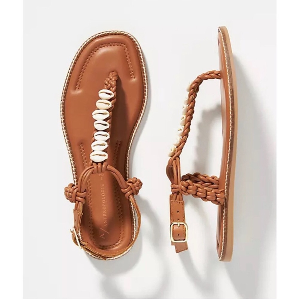 Anthropologie Shell-embellished Thong Sandals 6